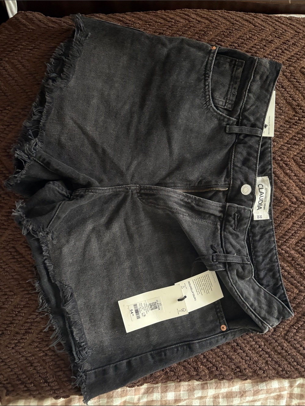 CLAUDIA Black Frayed Denim Shorts